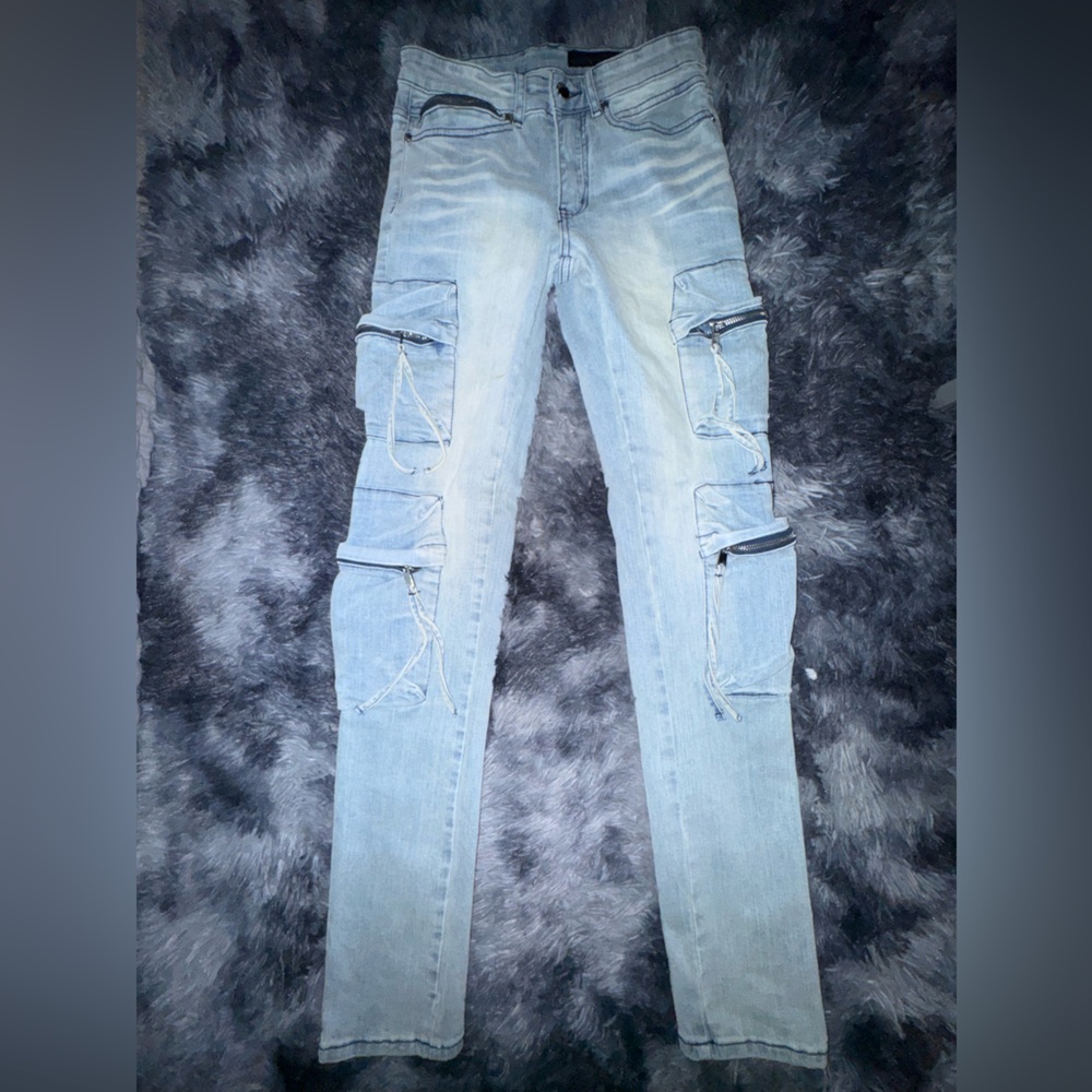 Men's Light Blue Cargo Jeans